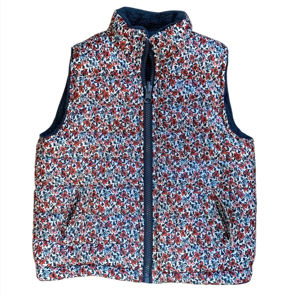 Reversible Floral and Navy Vest